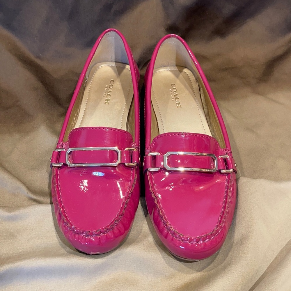 Coach Pink Glossy Patent Leather Loafers
